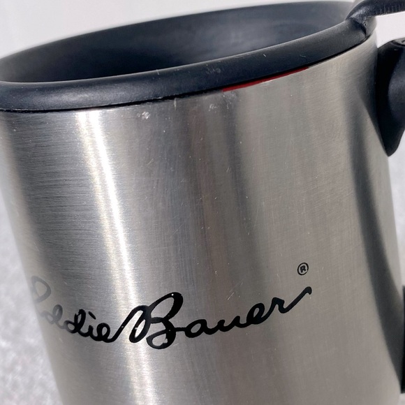 Eddie Bauer Silver Tone Metal Insulated Travel Mug With Handle - Picture 7 of 13